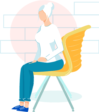 Woman in black tank top sitting on yellow chair illustration