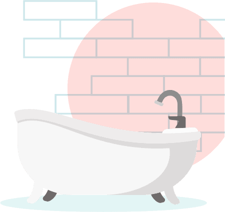 Blue and white bathtub illustration