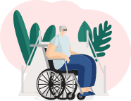 Man in white tank top riding on blue and black wheelchair