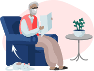 席. Man in white and red shirt sitting on chair illustration