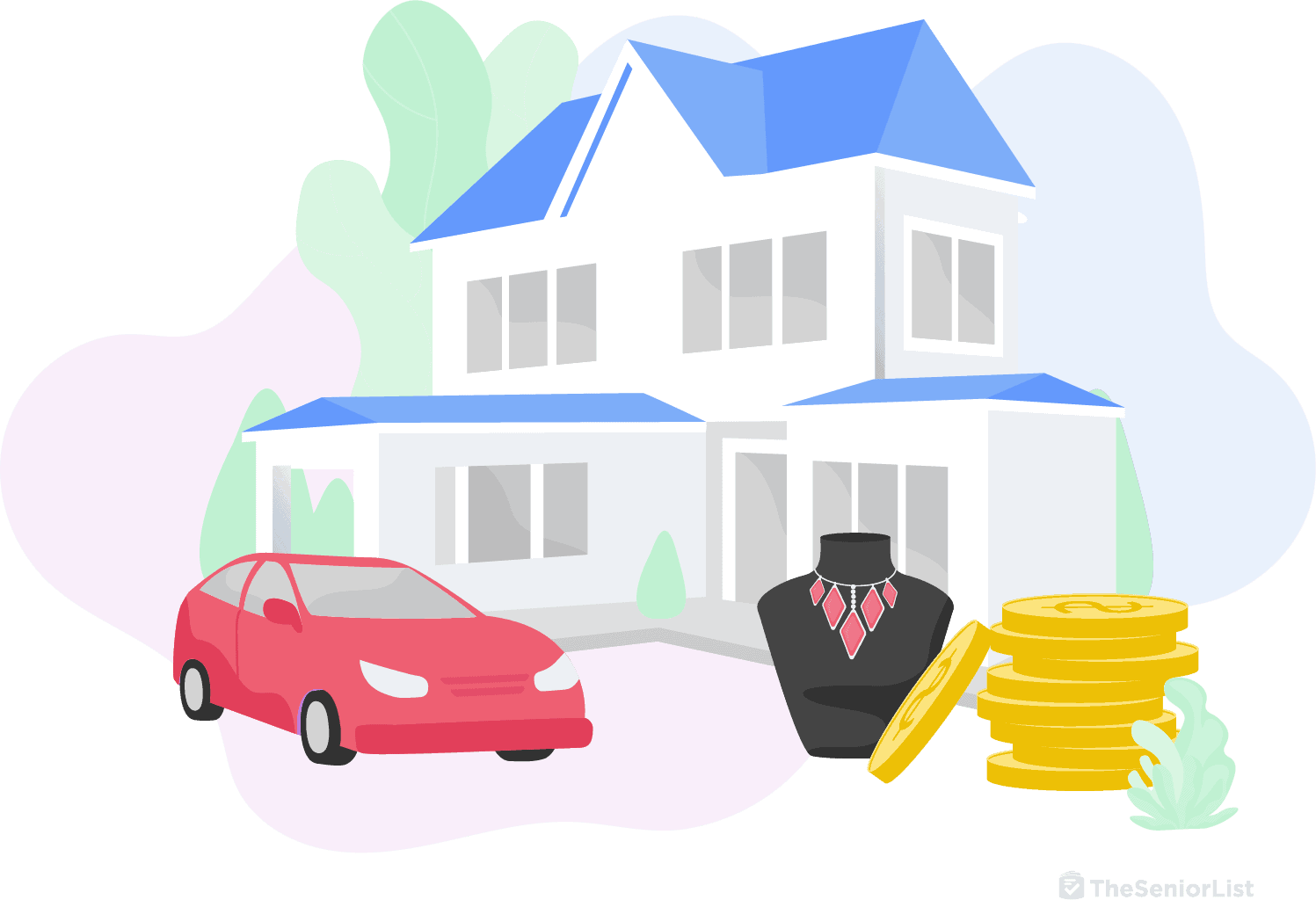 Examples of estate assets can include houses, cars, jewelry, and money.