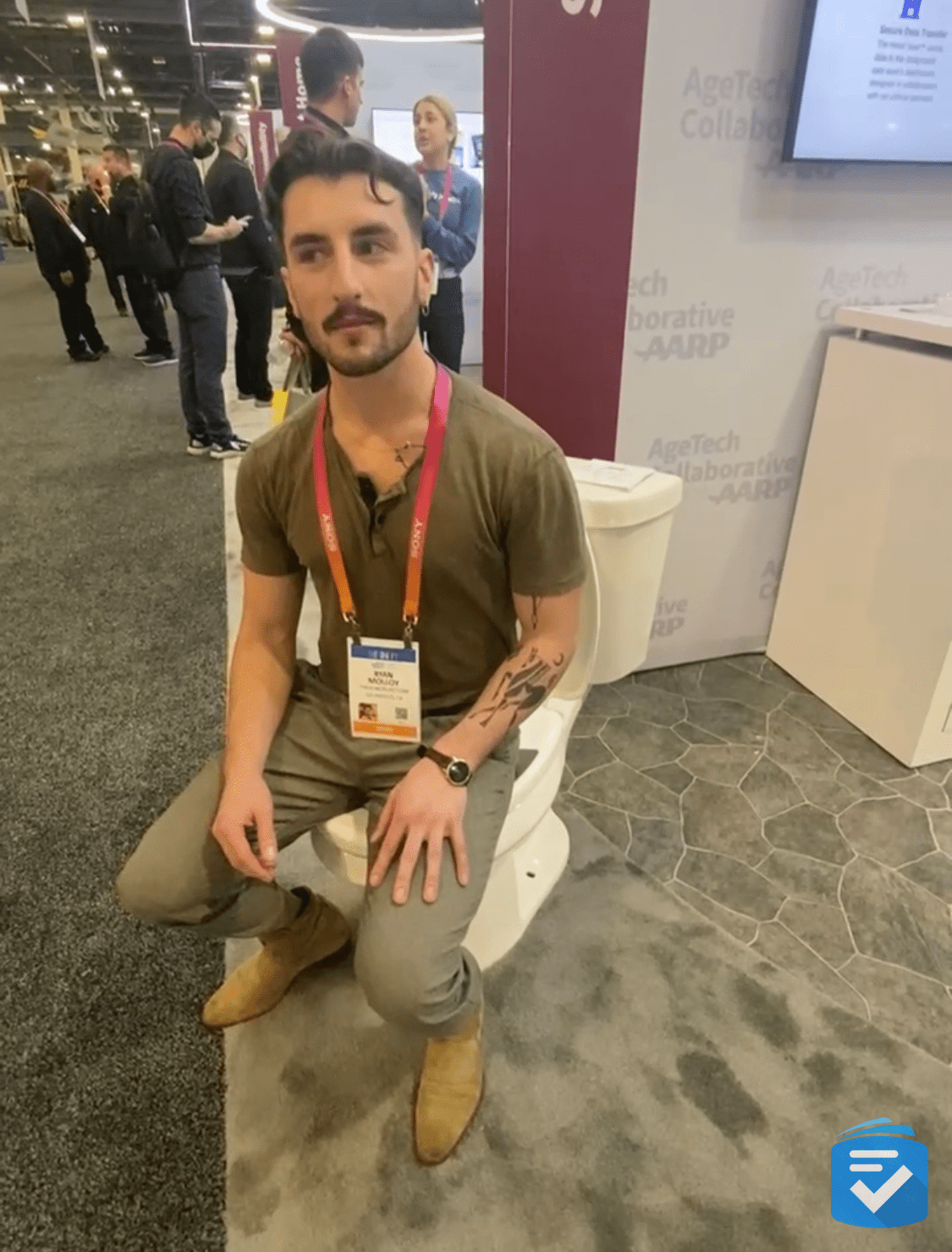 Ryan Molloy sitting on the Casana Heart Seat