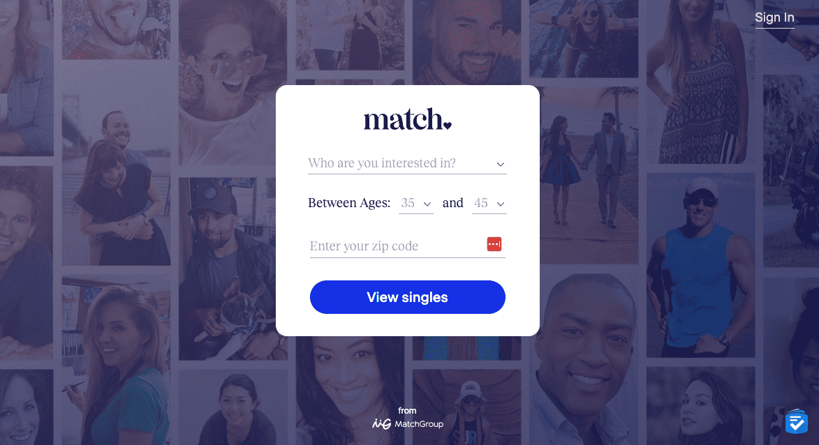 Match made it easy to quickly sign up and start using its features.