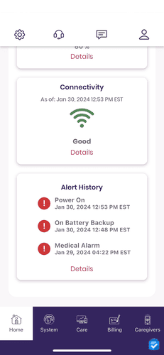 The MyGuardian app also notified me when emergency calls (medical alarms) were placed.