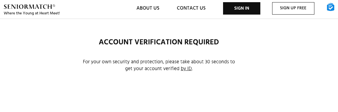 SeniorMatch requires age verification through both a video selfie and a photo ID