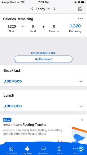 MyFitnessPal allowed us to set a daily calorie intake and track both our calories from food as well as calories burned from exercise.