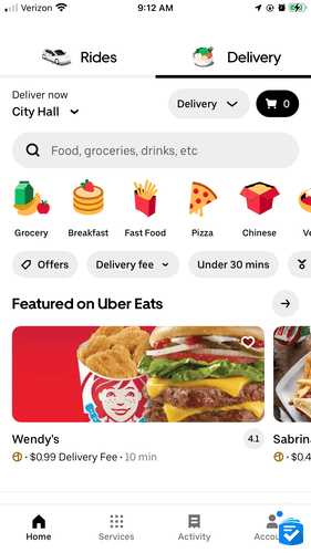 Within the same app, UberEats allowed us to order food and have it delivered to our home.
