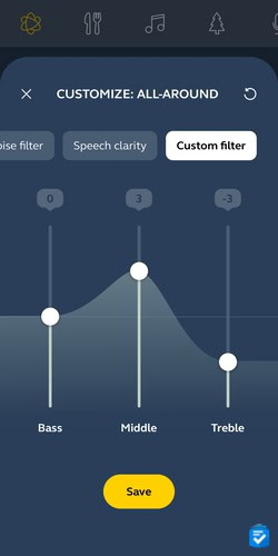 Adjusting the frequency equalizer on our Jabra Enhance app.