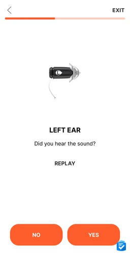 Conducting an in-app hearing test with Eargo.